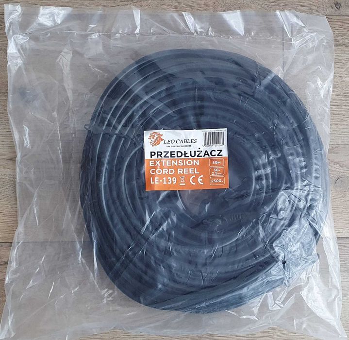 Przedłużacz ~50m 3x2,5mm2 budowlany, ogrodowy