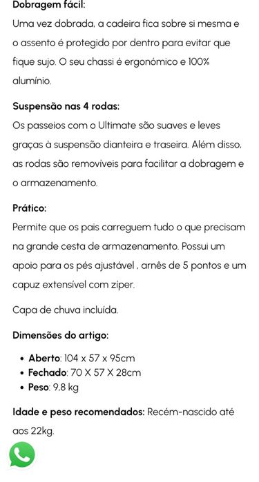 Carrinho de bebé até 22 kg