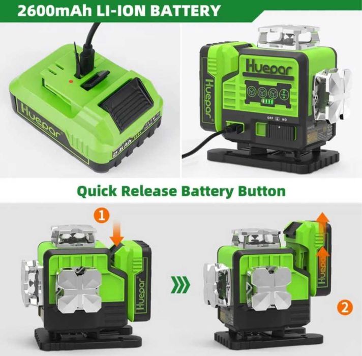 Лазерний рівень нівелір Huepar P04CG 4D 16 ліній Відкаліброванний