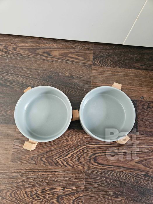 Miski ceramiczne dla psa kota zestaw 2 sztuki x 400 ml szare