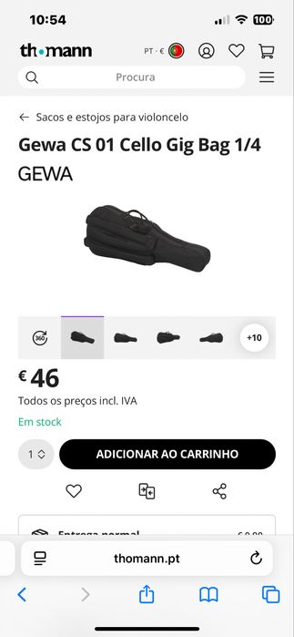 Estojo de violoncelo almofadado 1/4