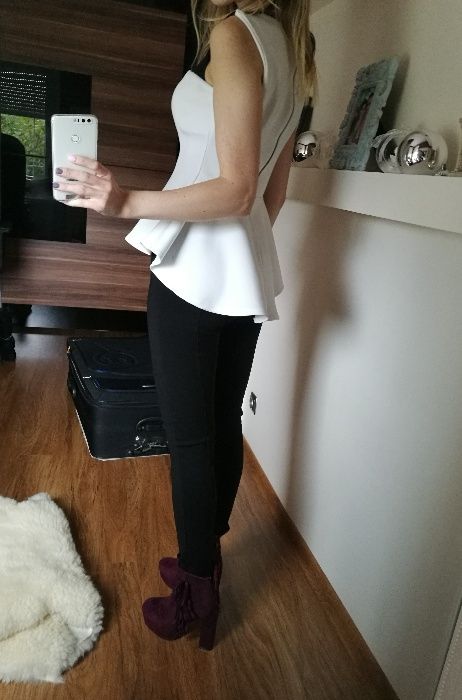 Okazja Bluzka biała czarna Siateczka xs s 34 36 Zamek
