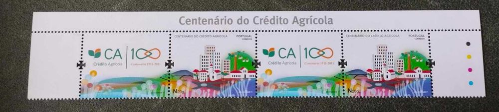 Par de Selo corporate nº 4064a – Centenário do Crédito Agrícola