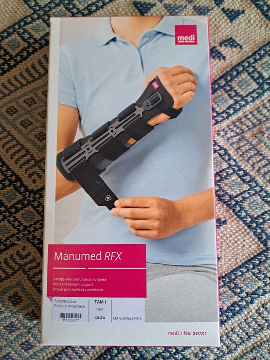 Imobilizador de pulso e antebraço com talas de alumínio extra longas M