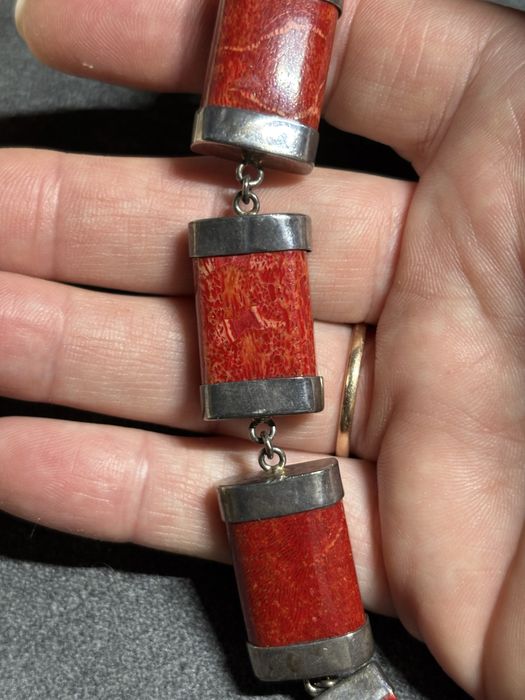 Bransoletka koral vintage 925