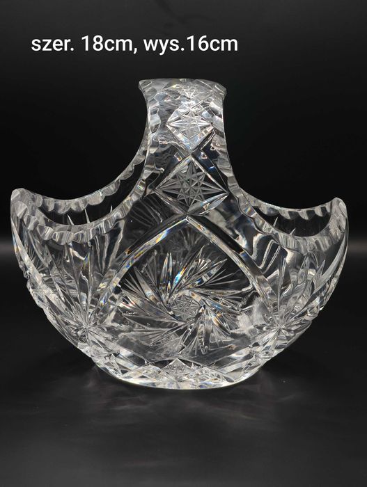 Piękny kryształowy koszyk PRL