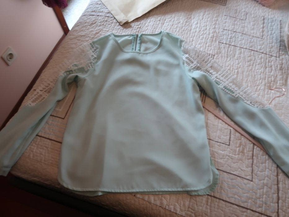 Blusa comprida Verde água + Blusa amarela alças