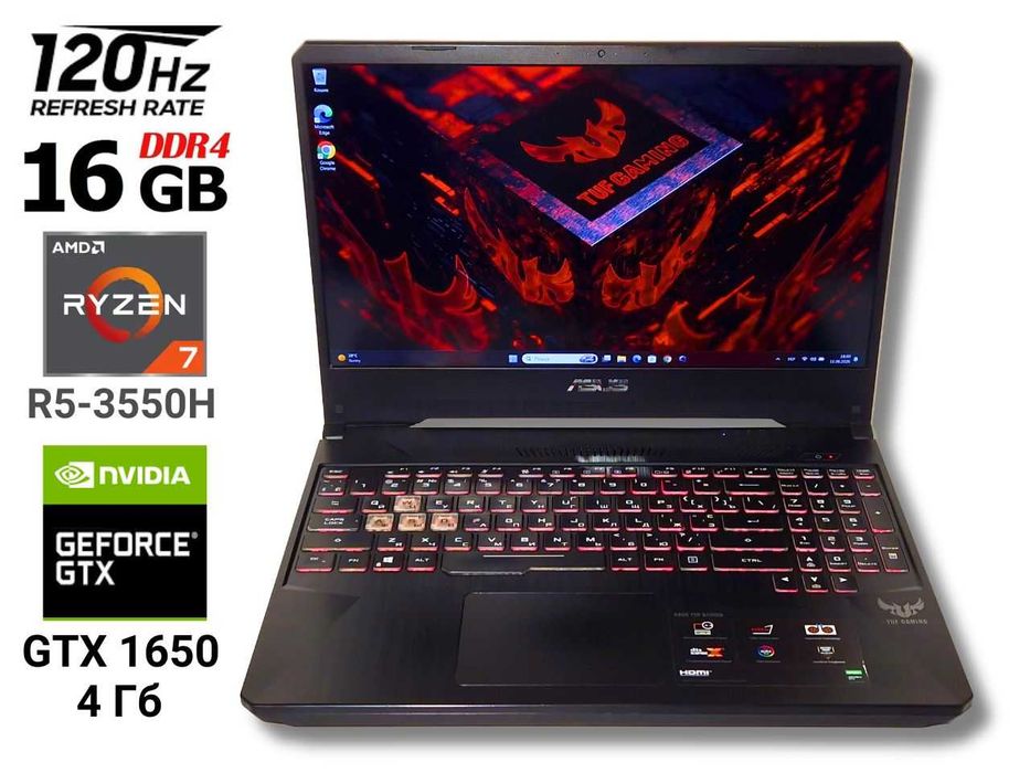 ASUS TUF FX505DT IPS 120 Гц Ryzen 5 3550H 16/512 Гб GTX 1650 4Гб Ігровий, Гарантія