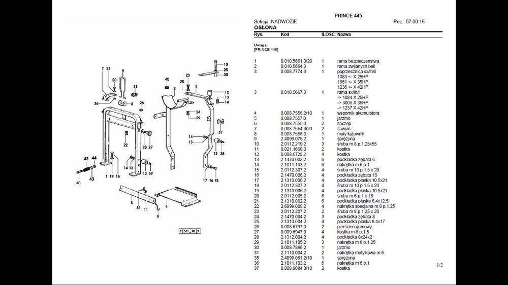 LAMBORGHINI PRINCE 445 profesjonalny katalog części PO POLSKU