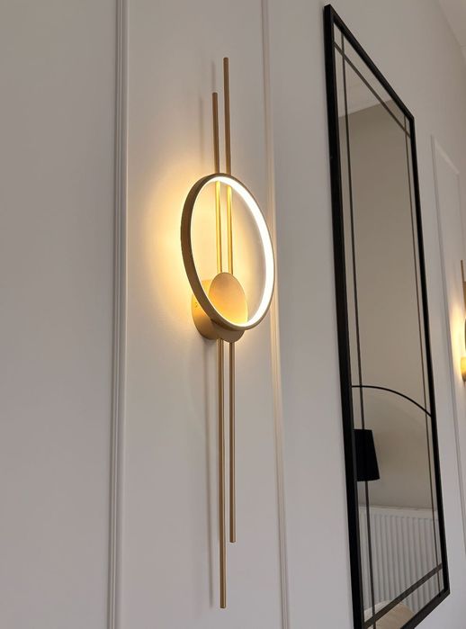 Dwa Kinkiety złoty szczotkowany LED