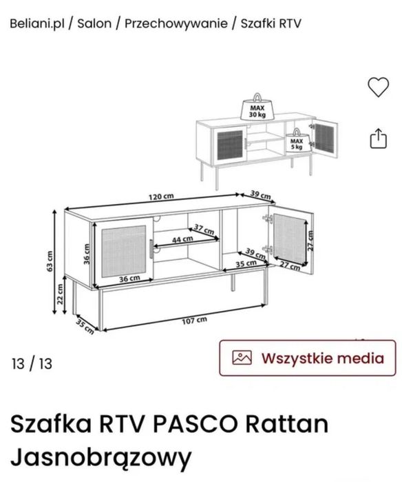Szafka z drzwiami ratanowymi