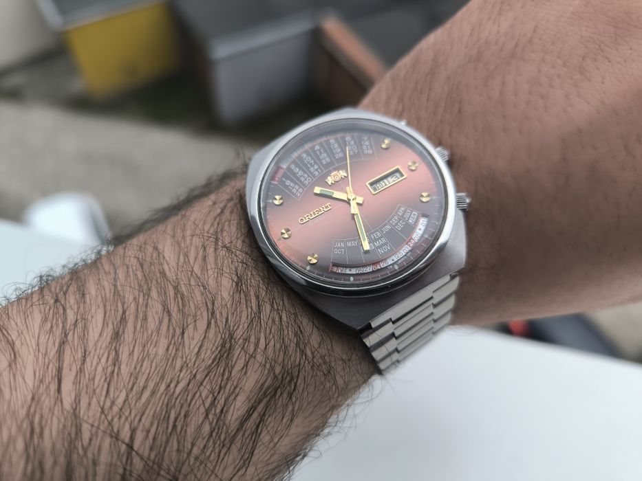 Stan Nowy zegarek orient cesarski RÓŻ patelnia królewski multi year japoński automatyczny cesarz Japonia vintage przełom lat 70/80
