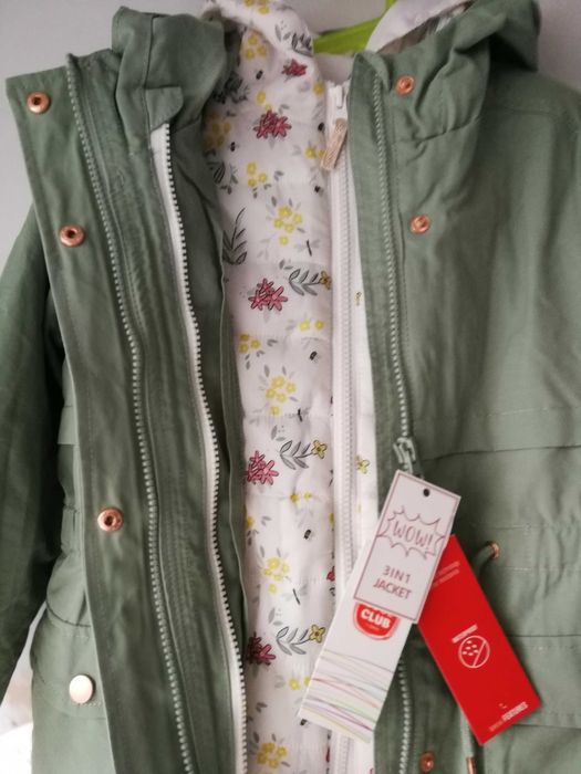 Nowa kurtka dziewczęca Cool Club, 3w1, rozmiar 122, zielony, khaki