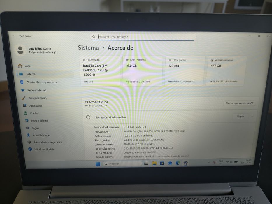 HP EliteBook 840 G5 | Intel i5 | 16GB RAM | 512GB SSD | Win 11 Pro + Oferta Rato HP