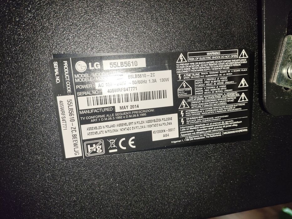 Telewizor LG 55lb5610 uszkodzona matryca czesci