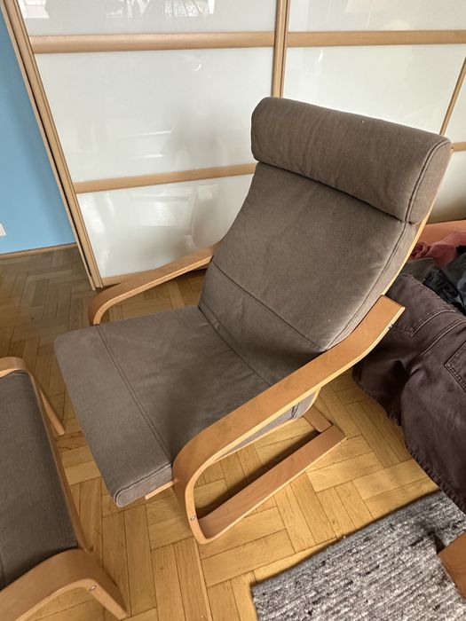 IKEA POANG fotel z podnóżkiem