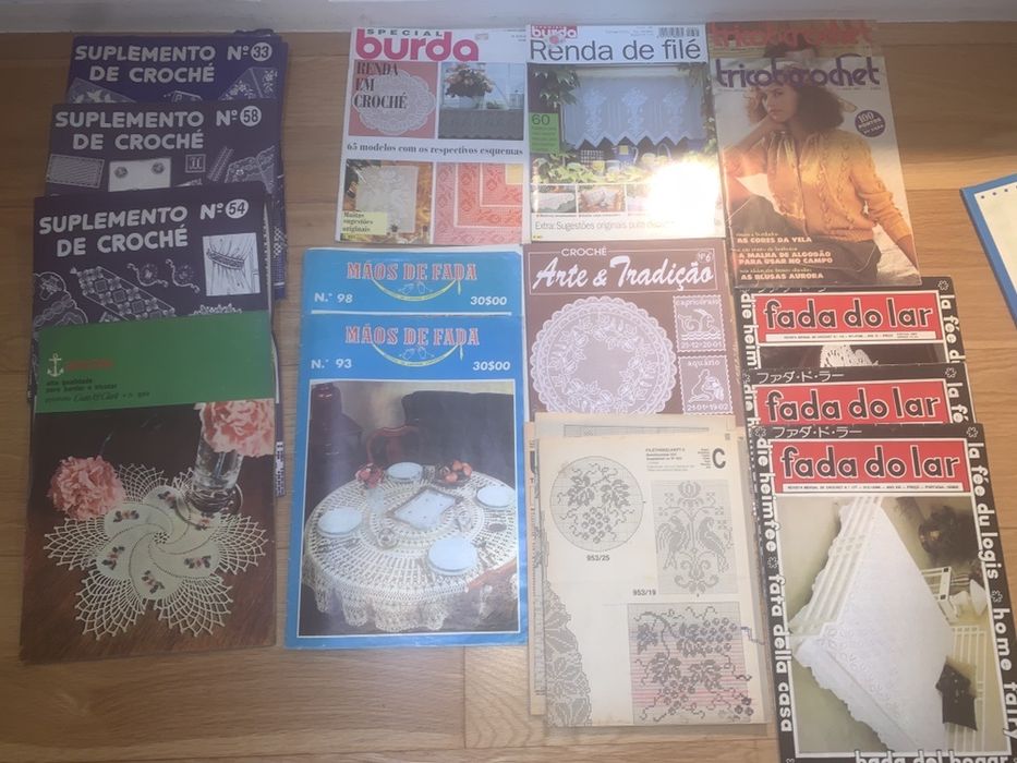 Revistas esquemas tricot crochet Rakam, Burda, Fada do Lar, Anos 80/90