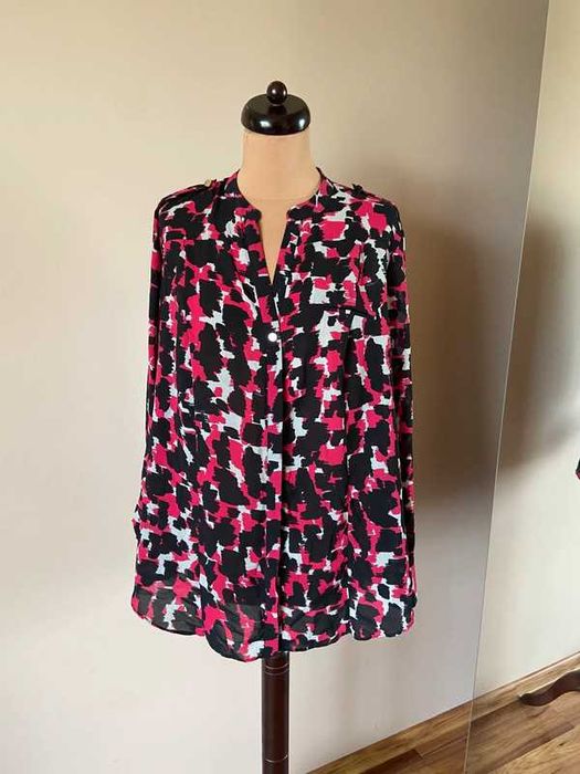 46 48 xxxl +size kolorowa koszula print centki roz neon oversize