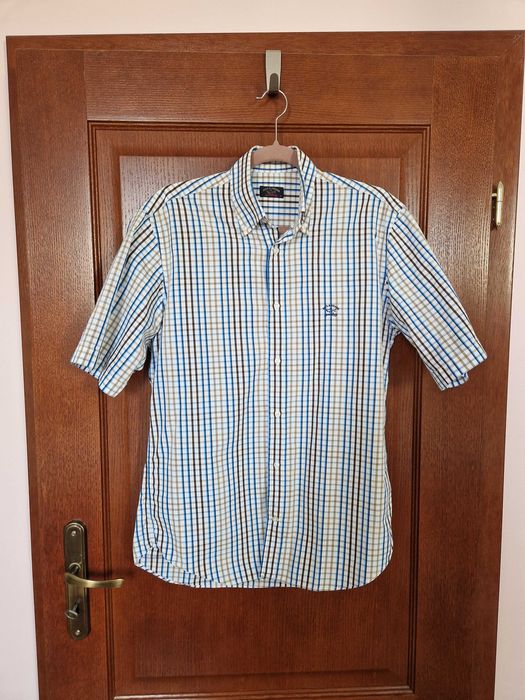 Nowa koszula męska w kratę krótki rękaw Paul Shark rozmiar 39 S/M