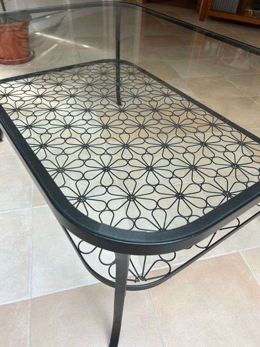 Mesas coffee table, black/clear glass