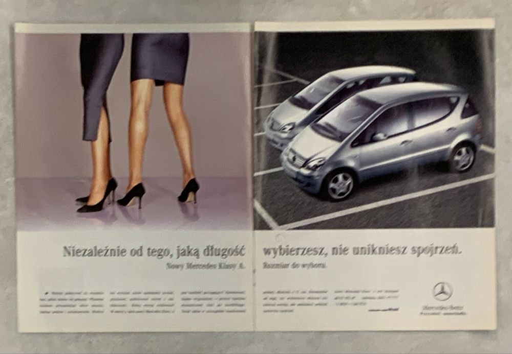reklama Mercedes-Benz klasa  A I W168 plakat 2xA4 samochód auto amg