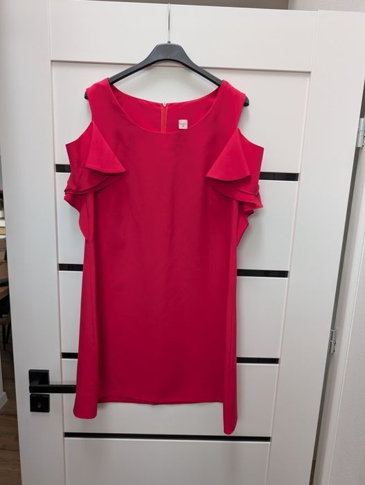 Krist sukienka z falbankami fuksja różowa prosta L 40