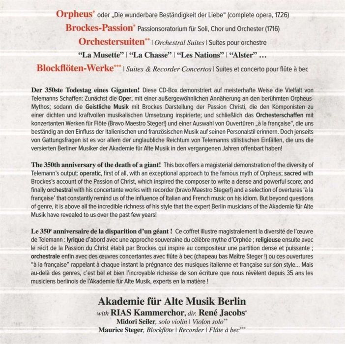 A TELEMANN COMPANION Akademie für Alte Musik Berlin JACOBS [7 CD]