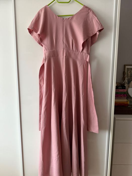 Różowa długa koktajlowa sukienka Bicotone 40