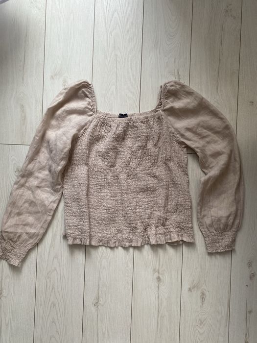 Lniana bluzka hiszpanka z długim rękawem marszczona Phase Eight L