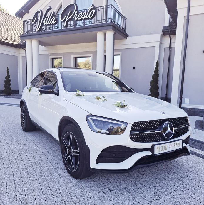 Auto do ślubu biały samochód na wesele MERCEDES GLC COUPE AMG