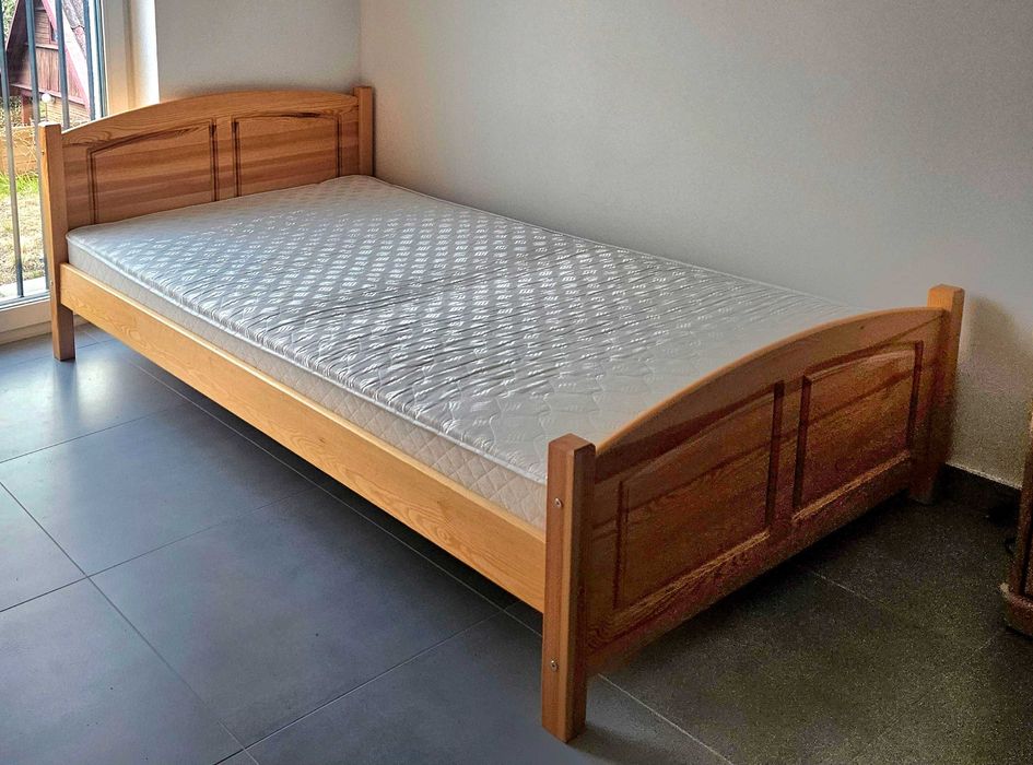 Łóżko drewniane + materac M&K Foam Texel 7P 120x200