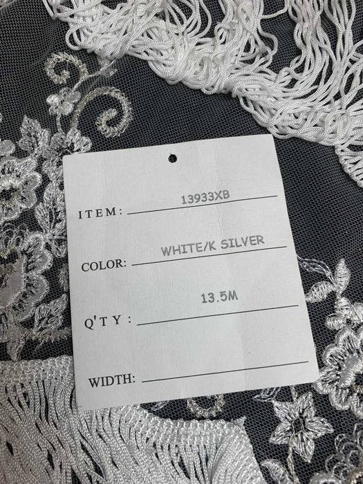 Koronka srebrna tiul haftowany 13,5m Suknie Ślubne materiał do szycia