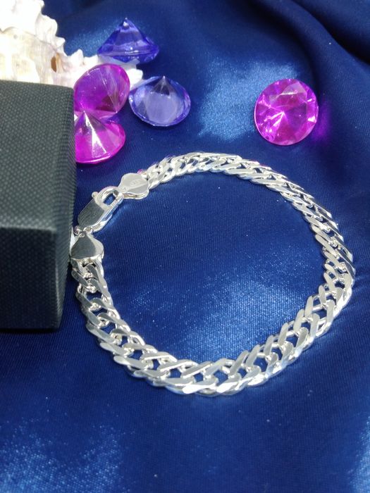 Piękna srebrna męska bransoletka Rombo, srebro 925, dł. 20,5 cm