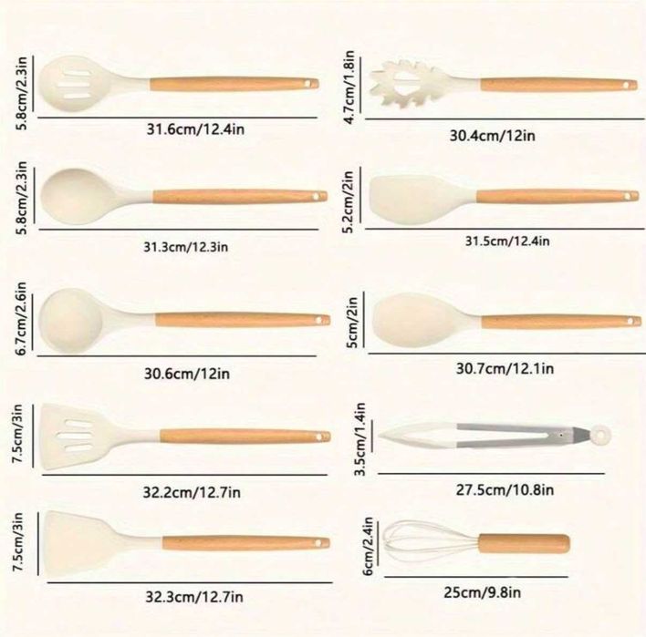 Utensílios de Cozinha (10 Peças) - Cor Preta