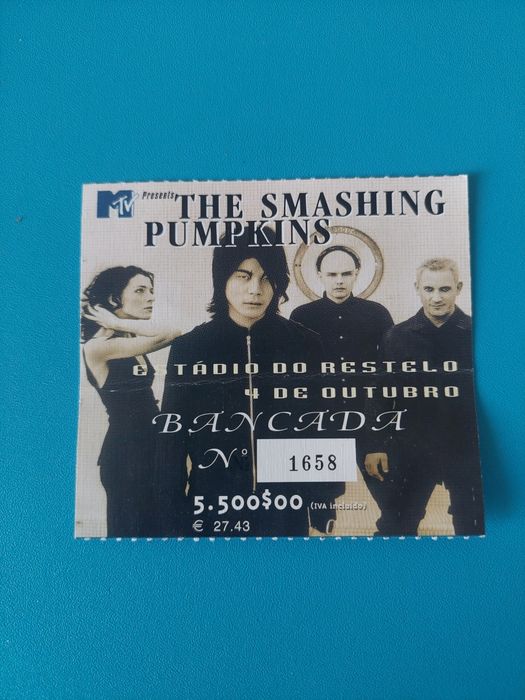 Bilhete de Concerto dos Smashing Pumkins no ano 2000