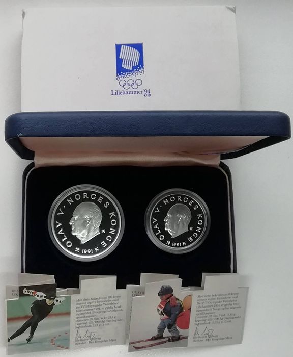 Норвегія набір 50+100 крон 1991р. СРІБЛО. ПРУФ. Олімпійські ігри.