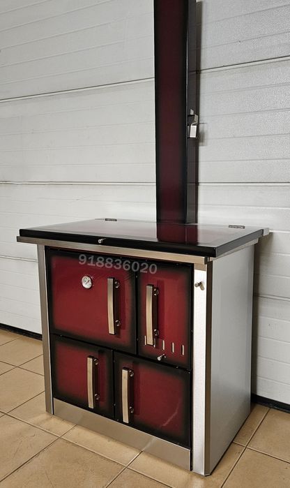 Fogão Lenha INOX Cor Bordó - NOVOS - Fabrico Nacional