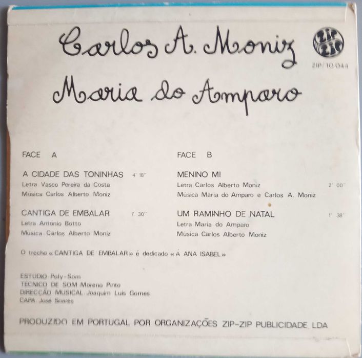 Carlos Alberto Moniz e Maria do Amparo - - - - - A Cidade Toninhas -EP