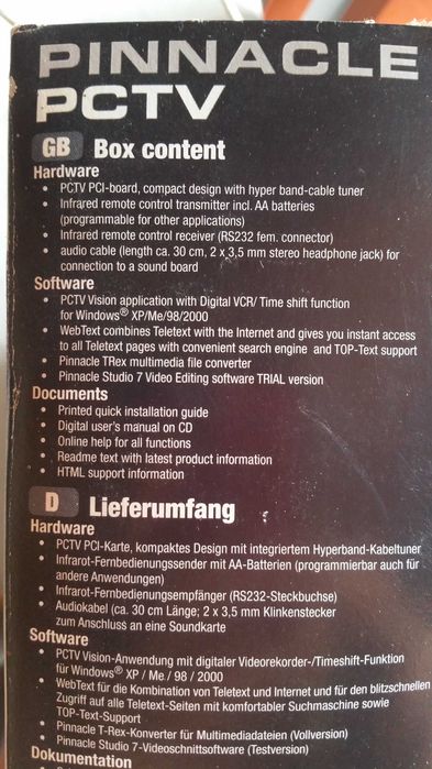 Placa de captura de vídeo Pinnacle PCTV + comando