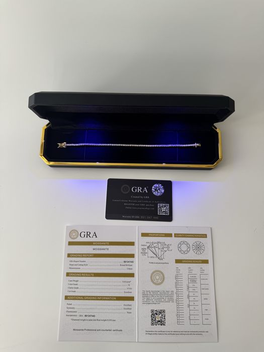 Złota Bransoletka tenis/tenisowa z Moissanitami moissanit certyfikat