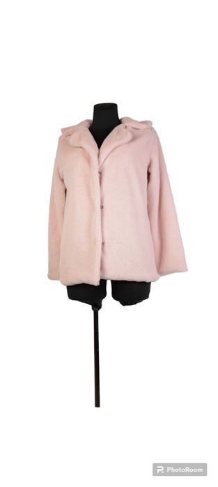 Płaszczyk damski, futerko, różowe, krótkie, narzutka miś