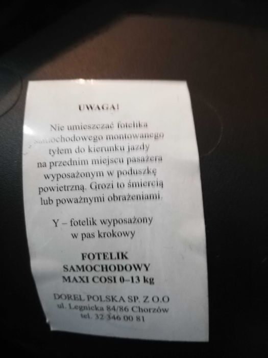 Sprzedam fotelik samochodowy maxi cosi super do 13 kilo