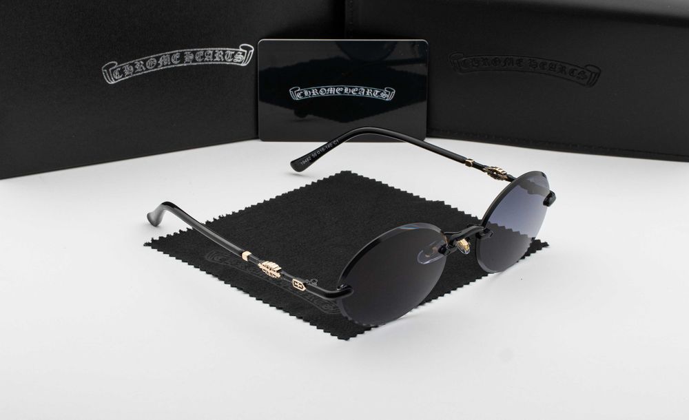 Сонцезахисні окуляри Chrome Hearts NEW 2026 | UV400 | безоправні | овальна лінза | футляр в комплекті | металева оправа