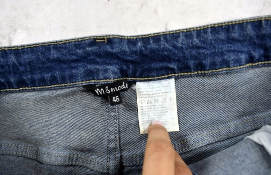 Marks&Spencer jeansowa spódnica ołówkowa z haftem r. 46