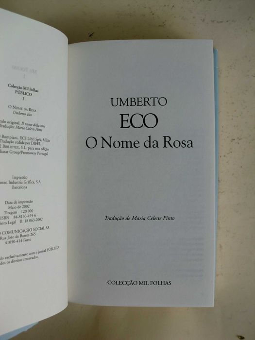 O Nome da Rosa
de Umberto Eco