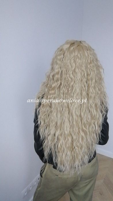 Peruka blond afro loki lace front długie włosy na co dzień