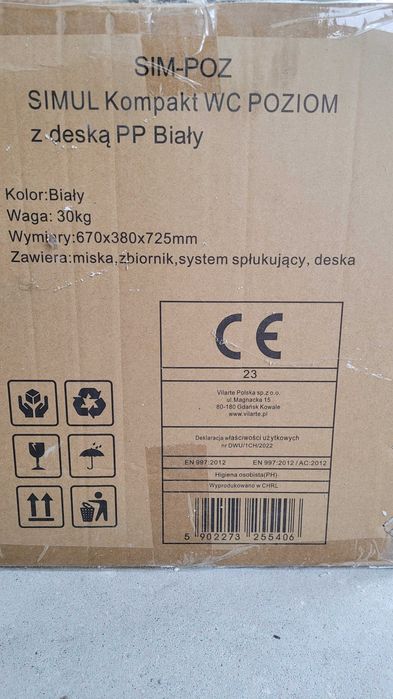 simul kompakt wc poziom z deską pp biały Aquavea