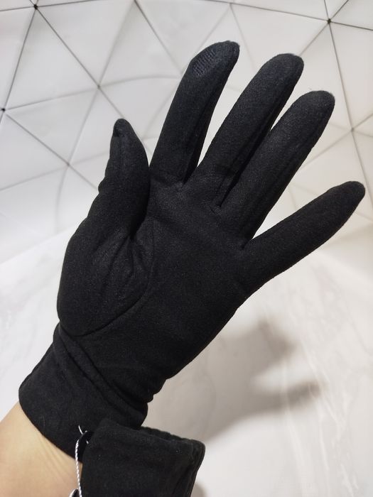Чорні теплі класичні жіночі рукавички перчатки пальчата сенсорні