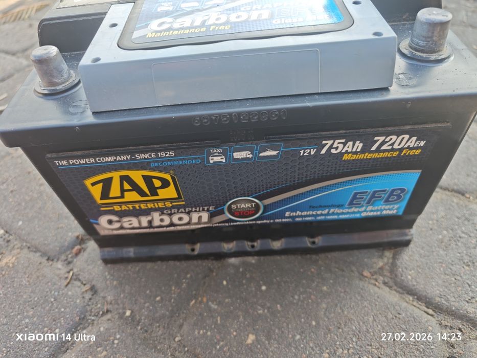 Akumulator EFB ZAP carbon 75AH 720a start stop
