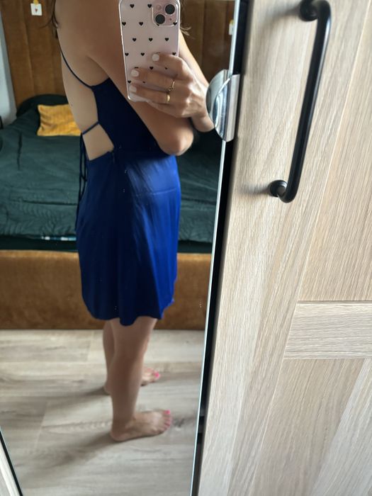 Sukienka satynowa wiskoza ZARA rozmiar S